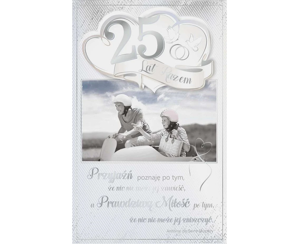 Card 25th Wedding Anniversary, 13x20,5 cm
